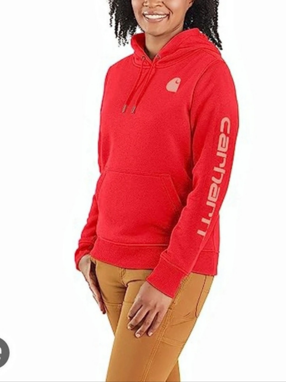 Carhartt Women's Relaxed Fit Midweight Logo Sleeve Graphic Sweatshirt Red